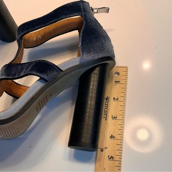 Alias Mae Blue Velvet Block Heel Caged Sandals Size 38/7.5 NWOB - Picture 6 of 11